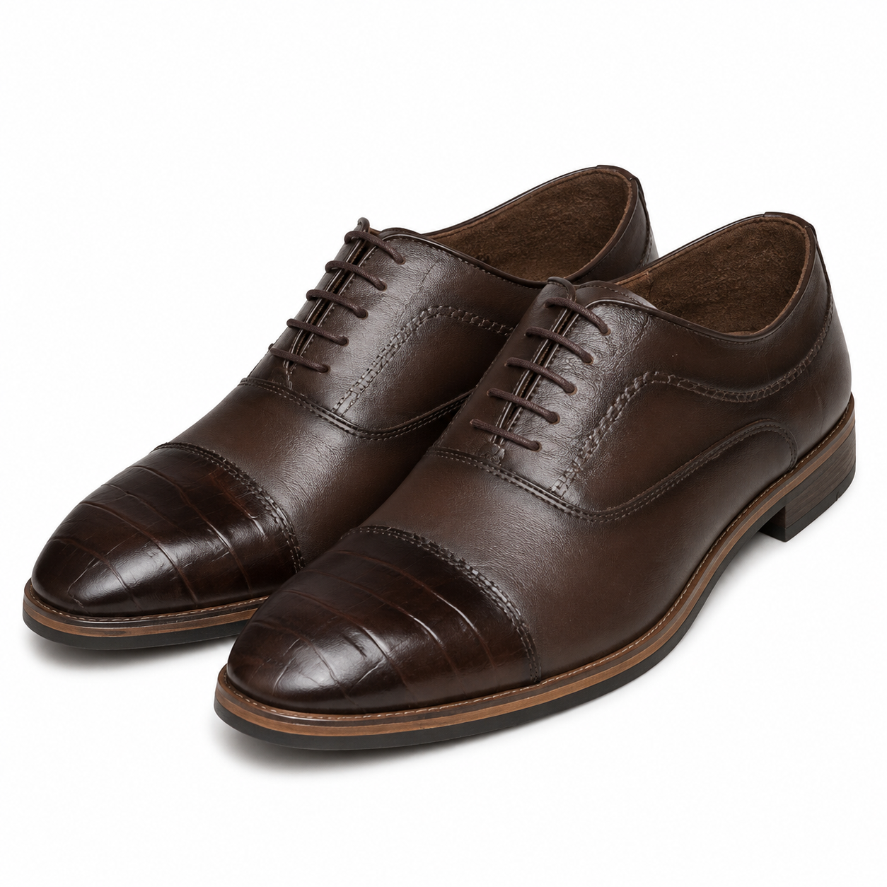 The Oxford Original Leather Formal Shoes for Men Textured Cap Toe Oxford Shoes