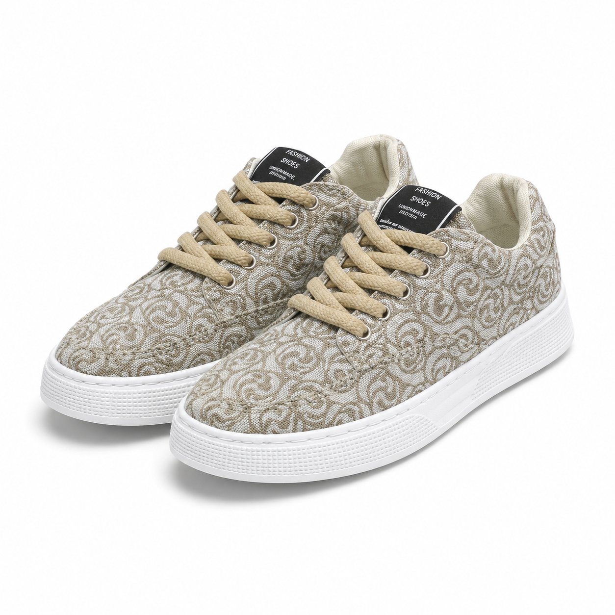 T24 Beige Monogram Printed Canvas Sneakers