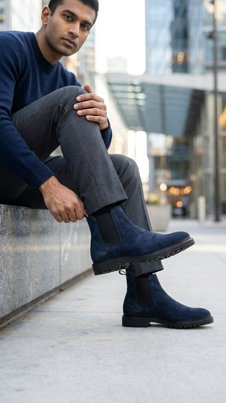 The Midnight Chelsea Original Suede Ankle Boots for Men Slip On Chelsea Boots