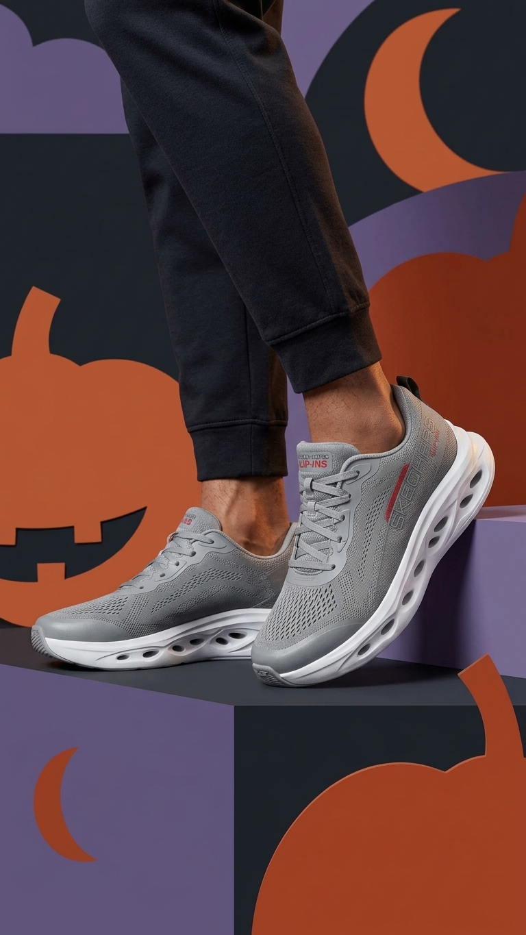 Grey Perforated Mesh Sneakers Men's Breathable Running Shoes with Vented Sole