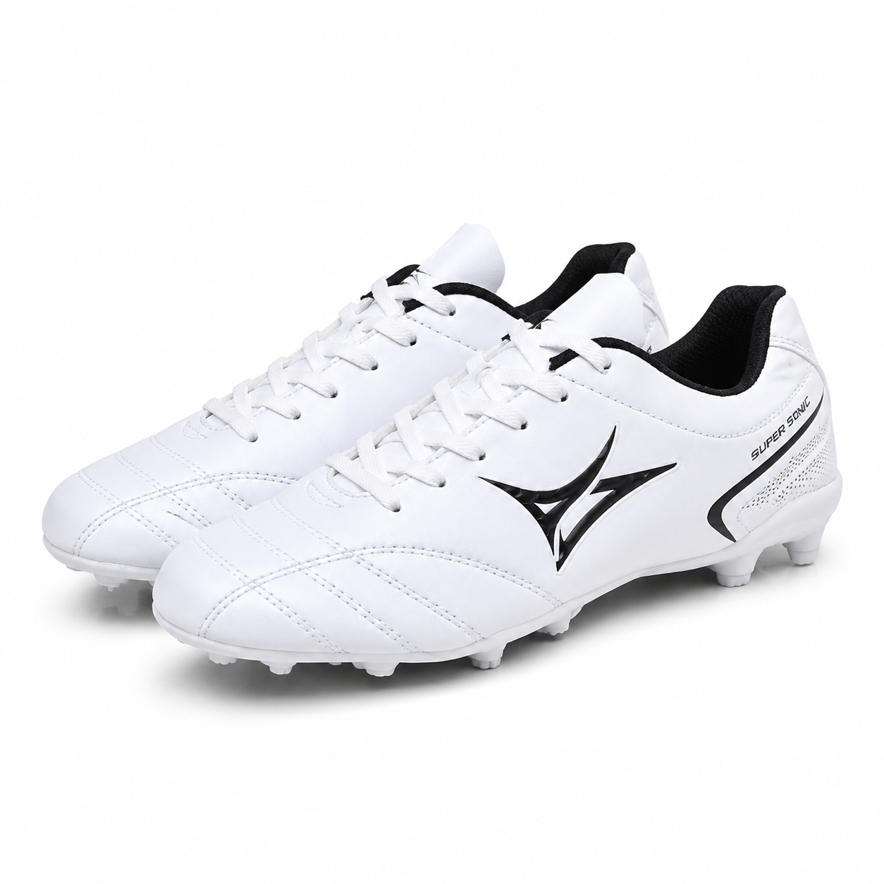 The Pure Sonic Premium White Football Boots for Men Firm Ground Soccer Cleats