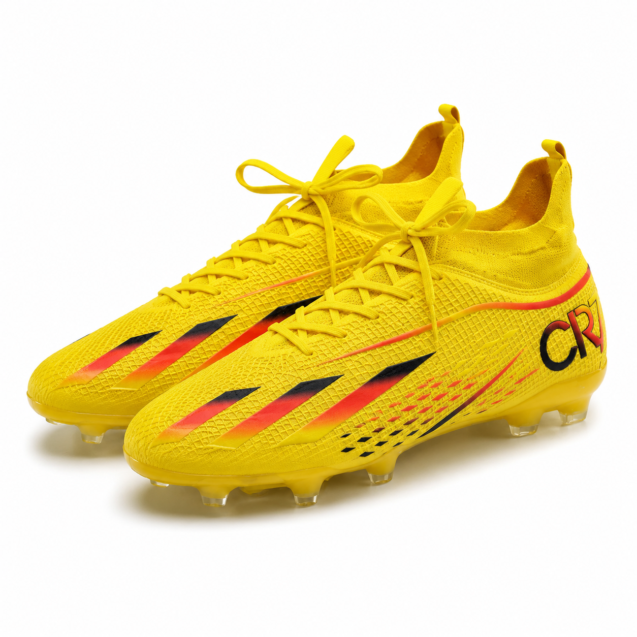 The Solar Blaze Premium Yellow High Top Football Boots for Men Firm Ground Soccer Cleats