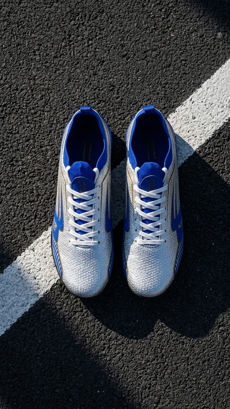 The Royal Flash Premium Silver & Blue Indoor Football Shoes for Men Futsal Soccer Sneakers
