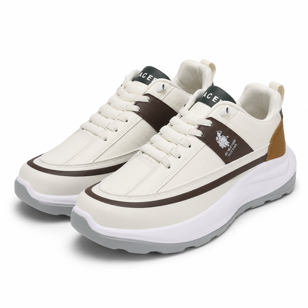 White Chunky Sneakers Men's Premium Casual Shoes with Contrast Sole