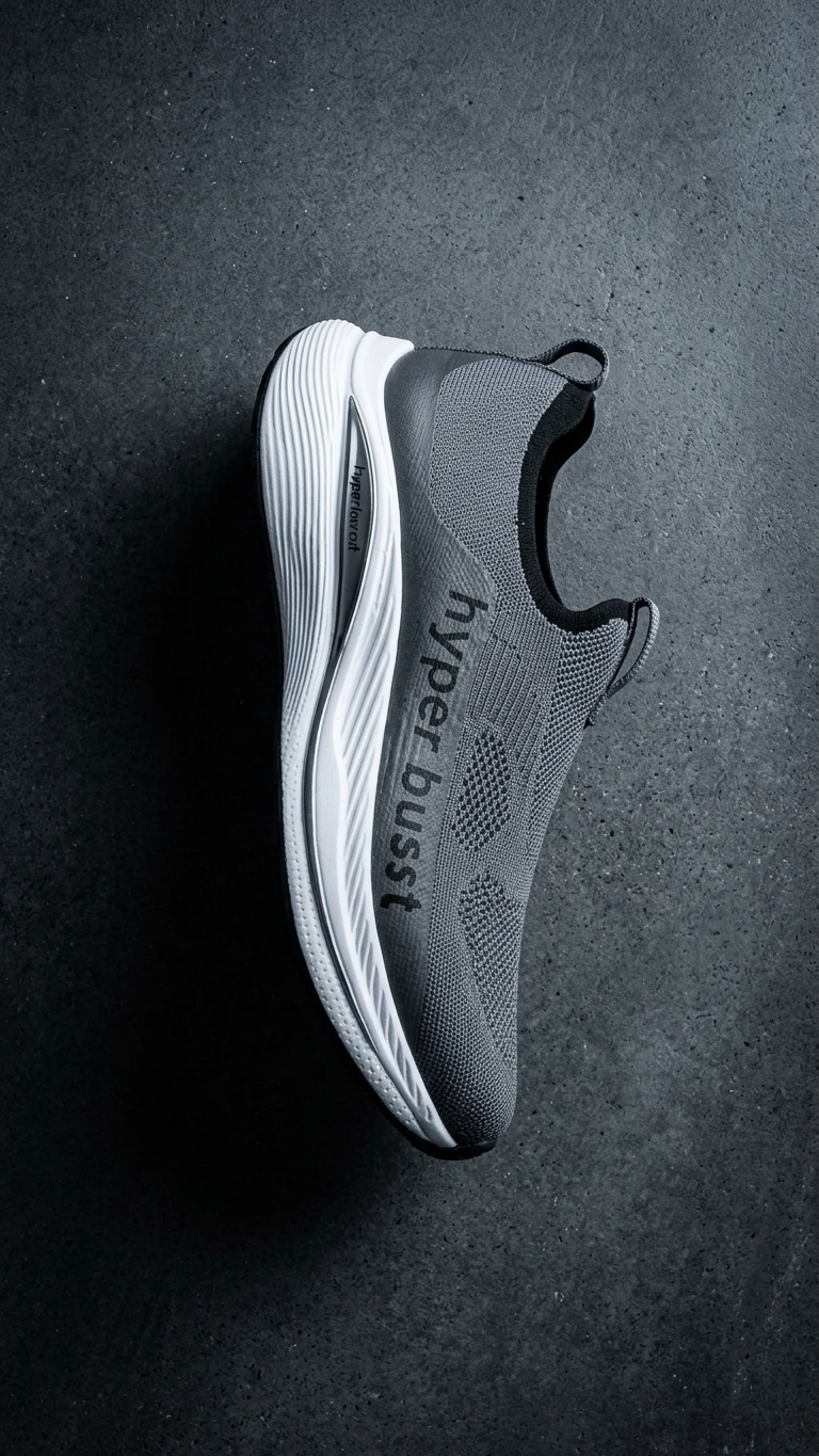Grey Knit Slip On Sneakers Men's Lightweight Comfort Sports Shoes
