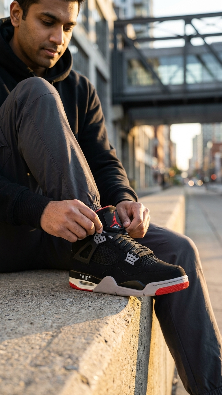Off-White x Air Jordan 4 Retro SP Bred Sample.