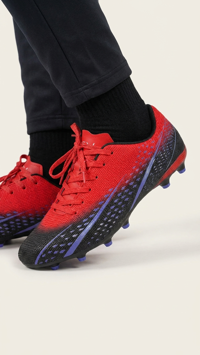 The Fire Blaze Premium Red & Black Football Boots for Men Firm Ground Soccer Cleats