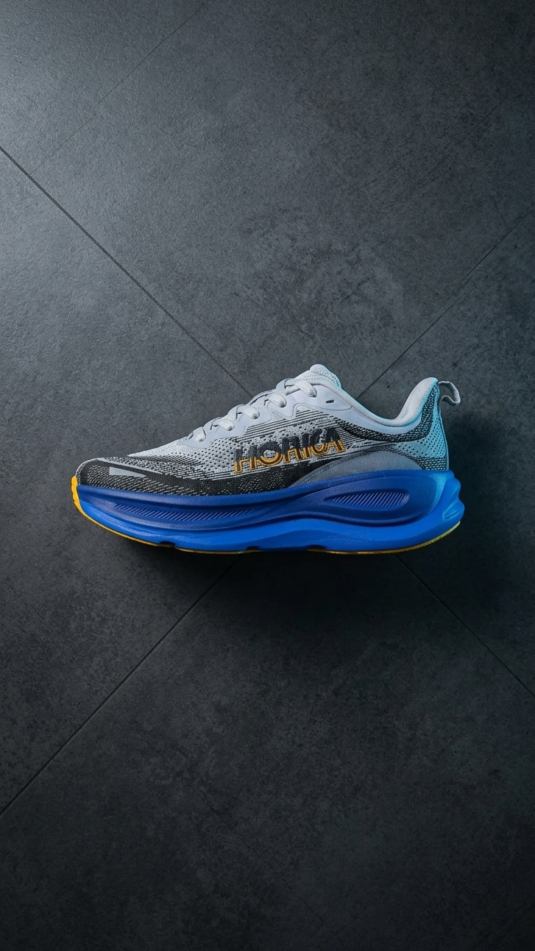 Grey Blue Sole Chunky Running Shoes Men's Sporty Cushioned Sneakers