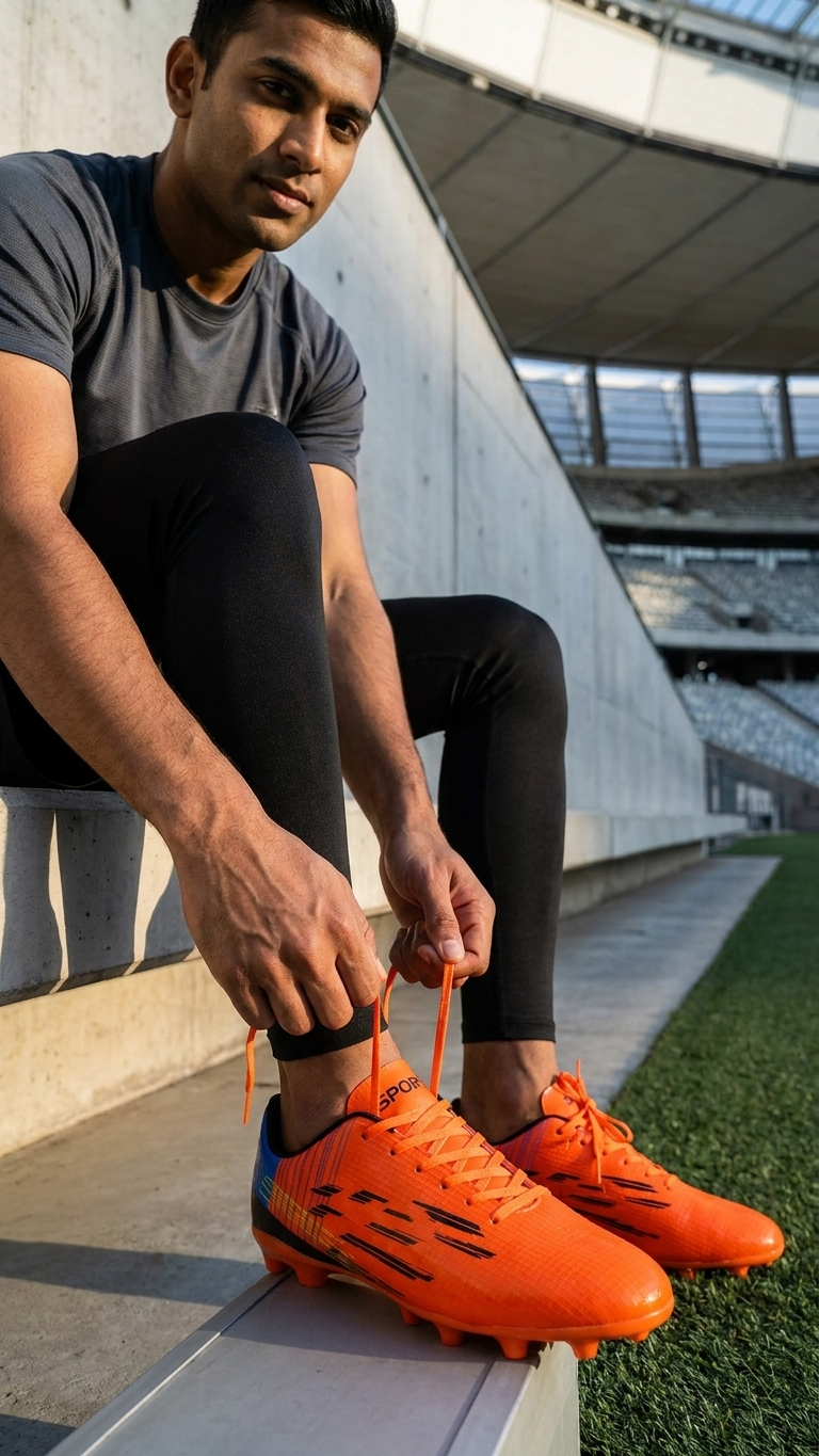 The Blaze Strike Premium Orange Football Boots for Men Firm Ground Soccer Cleats