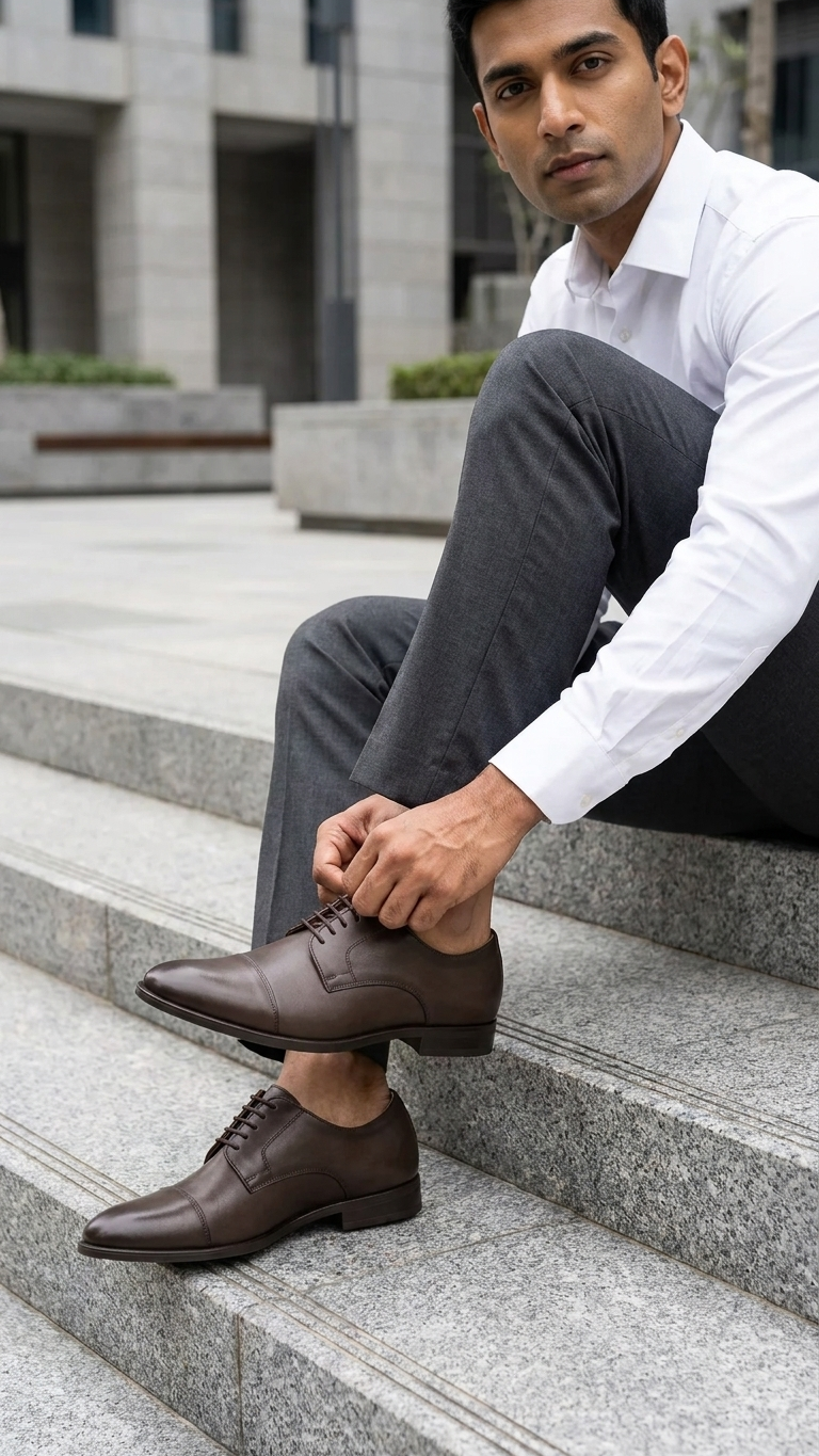 The Classic Cap Toe Original Leather Formal Shoes for Men Derby Dress Shoes