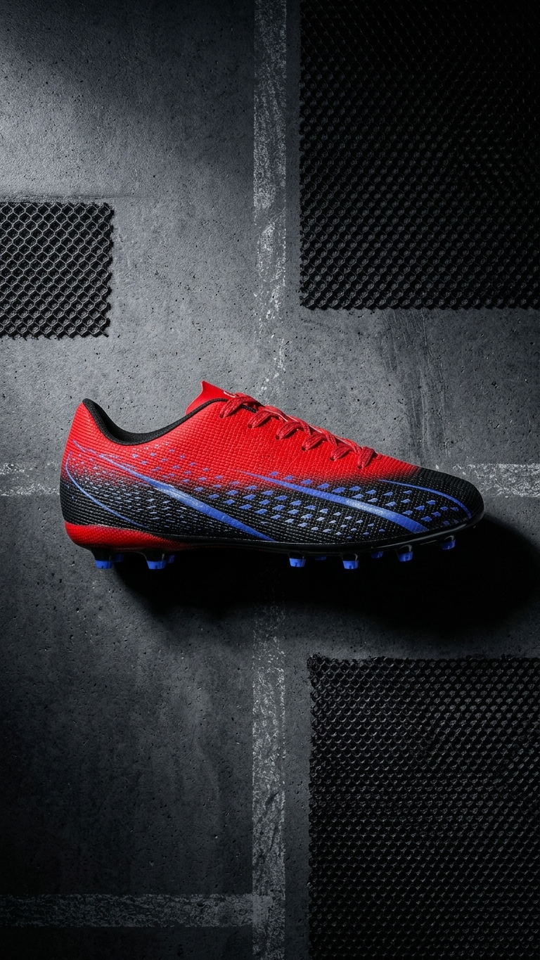 The Fire Blaze Premium Red & Black Football Boots for Men Firm Ground Soccer Cleats