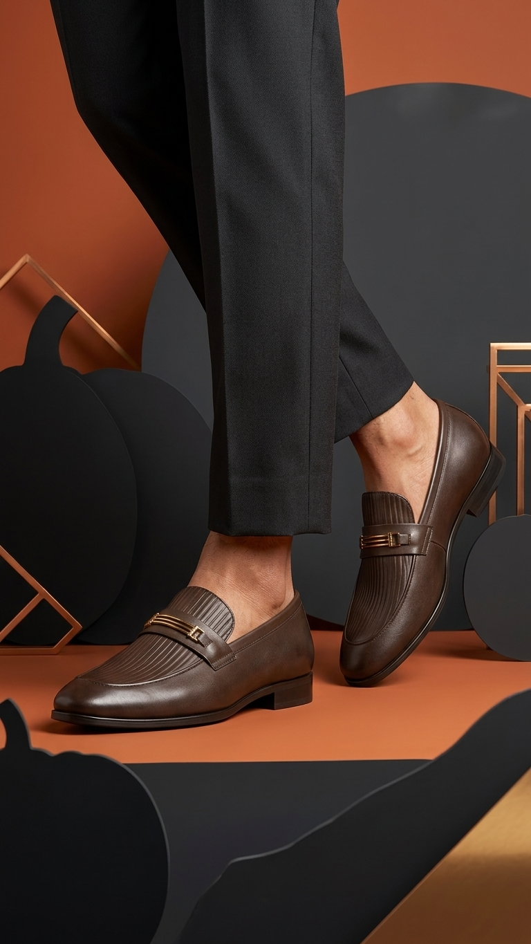 The Original Handmade Leather Loafers for Men Gold Buckle Slip On Shoes
