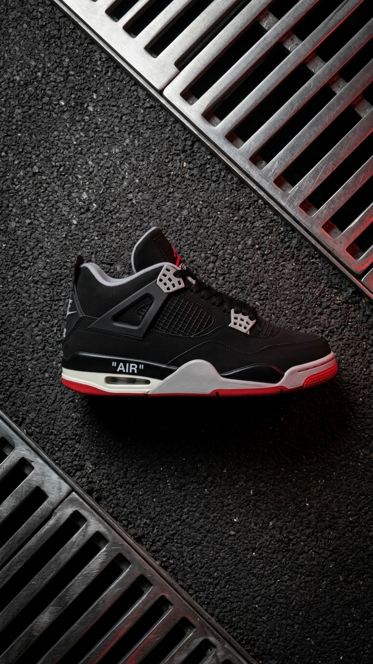 Off-White x Air Jordan 4 Retro SP Bred Sample.