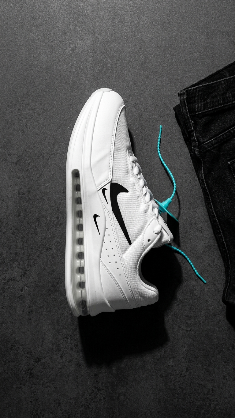 White Air Sole Sneakers Men's Sporty Casual Shoes with Visible Air Cushion