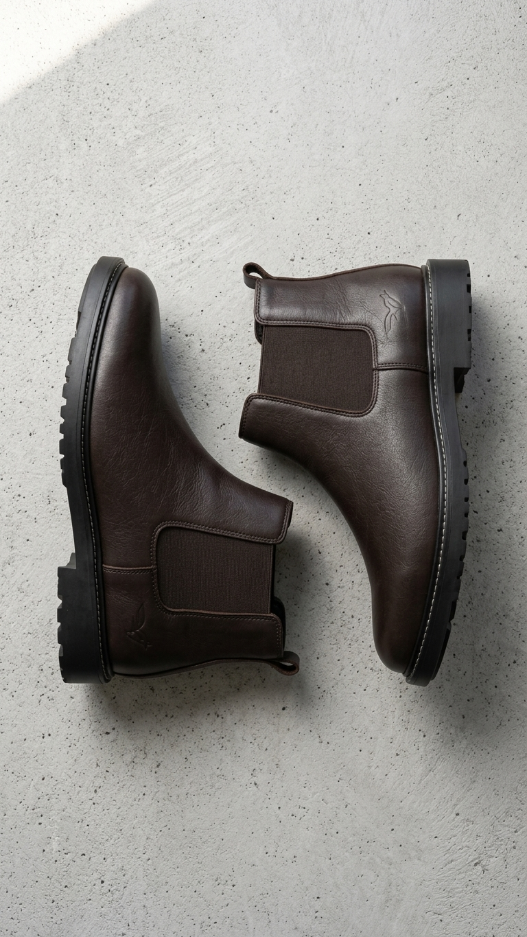 The Coffee Chelsea Original Leather Chelsea Boots for Men Slip On Ankle Boots