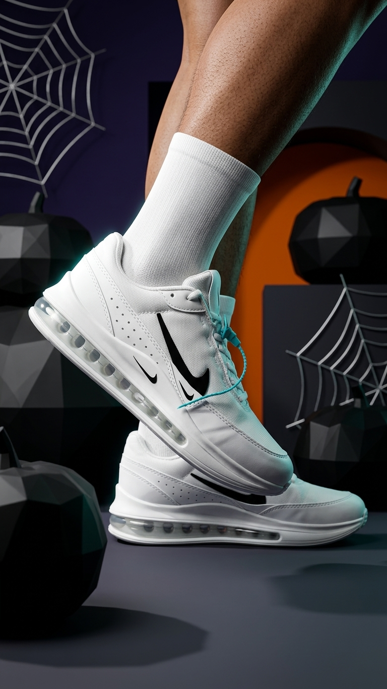 White Air Sole Sneakers Men's Sporty Casual Shoes with Visible Air Cushion