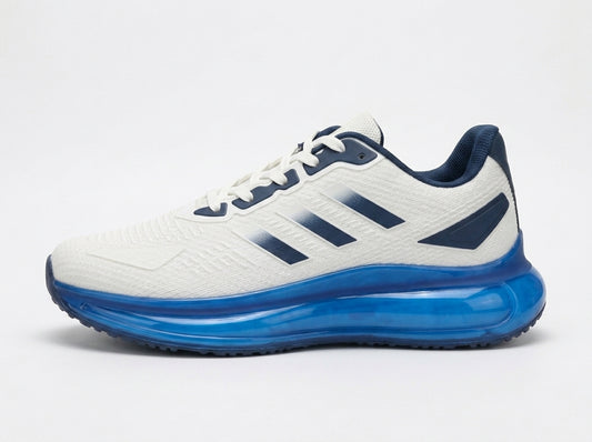 White & Navy Mesh Running Shoes Sceatla Airflow Sports Sneakers
