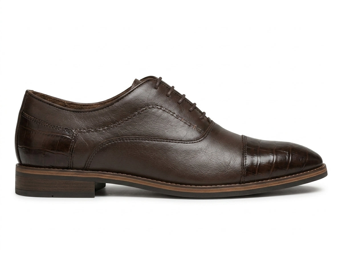 The Oxford Original Leather Formal Shoes for Men Textured Cap Toe Oxford Shoes