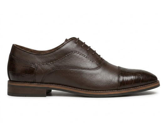 The Oxford Original Leather Formal Shoes for Men Textured Cap Toe Oxford Shoes