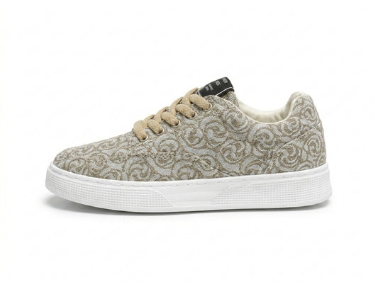 T24 Beige Monogram Printed Canvas Sneakers