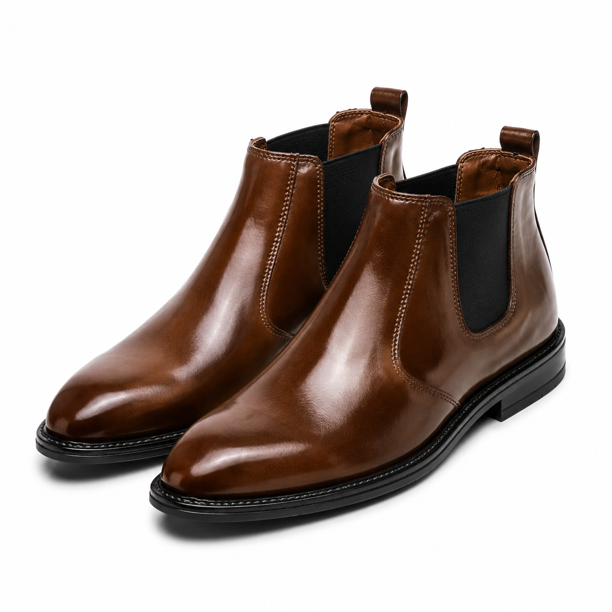 The Cognac Chelsea Original Leather Chelsea Boots for Men Slip On Ankle Boots