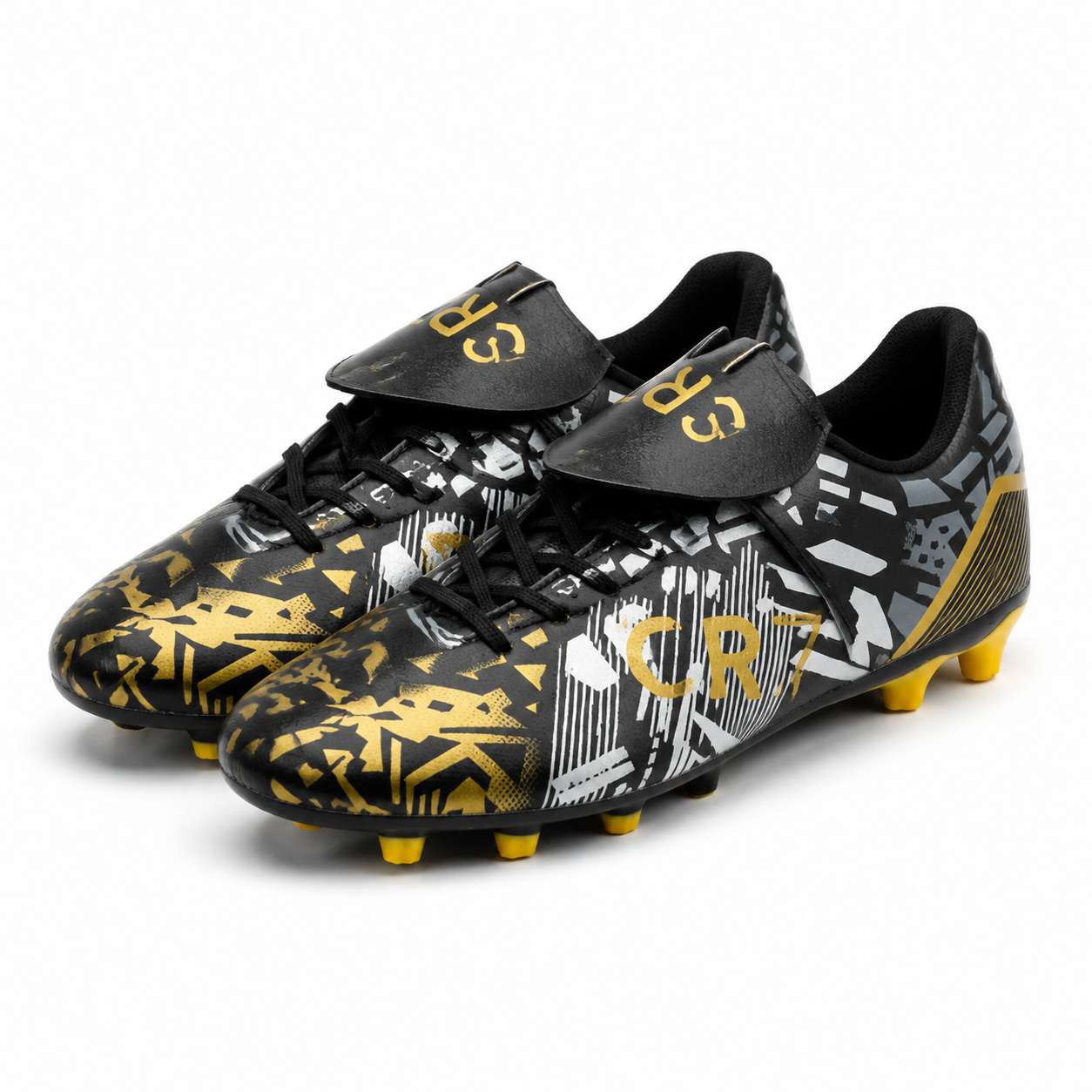 The Legacy Strike Premium Black & Gold Football Boots for Men Firm Ground Soccer Cleats