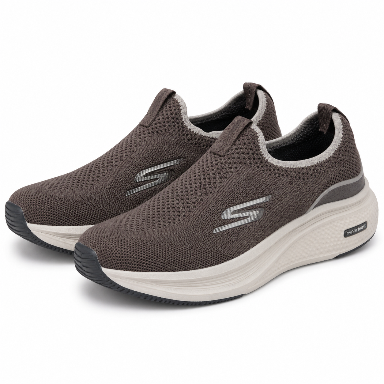 Brown Knit Slip On Sneakers Men's Lightweight Cushioned Comfort Shoes