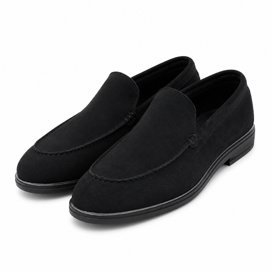 The Midnight Suede — Premium Black Suede Slip-On Loafers for Men
