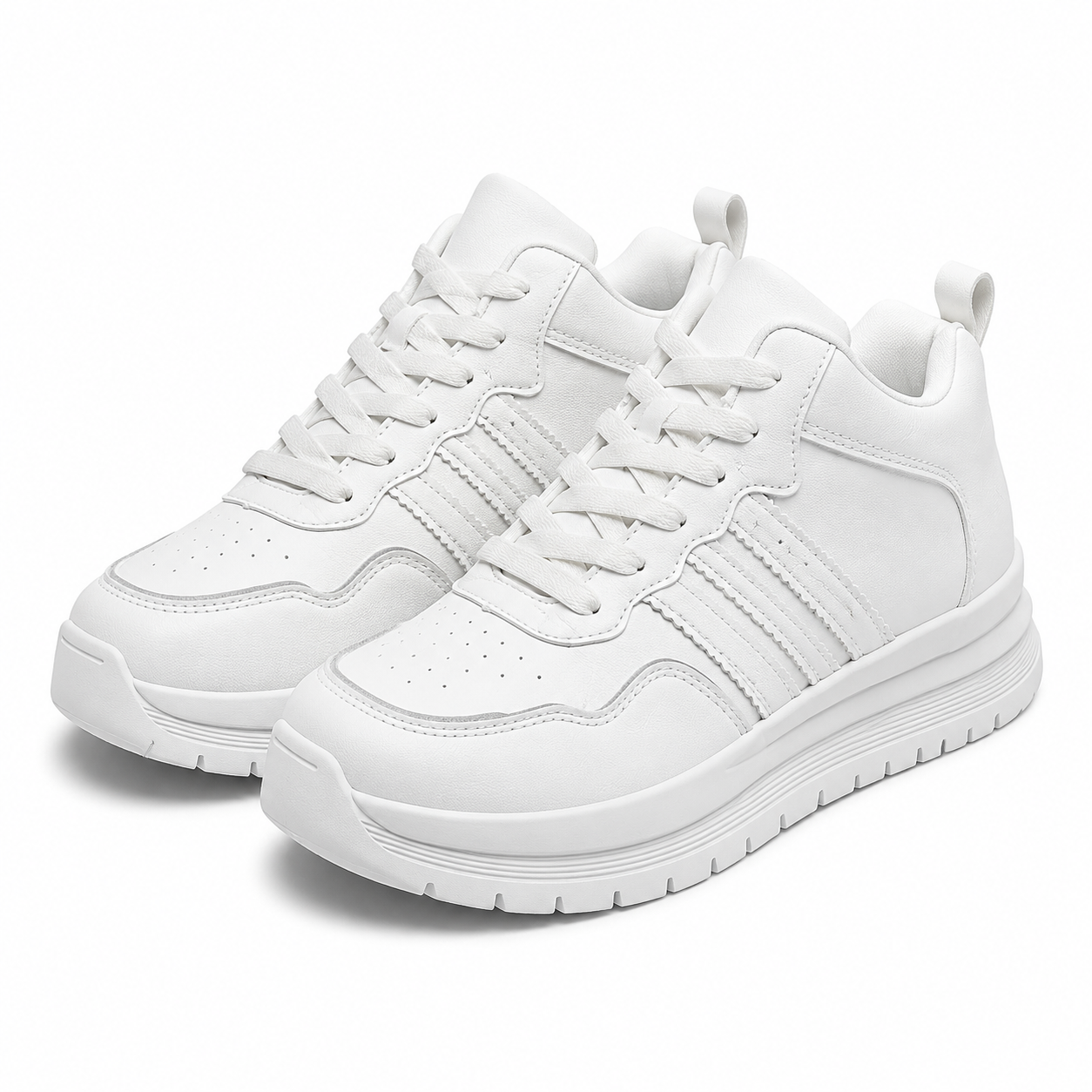 LORVAN Pure White Monochrome Chunky Sneakers