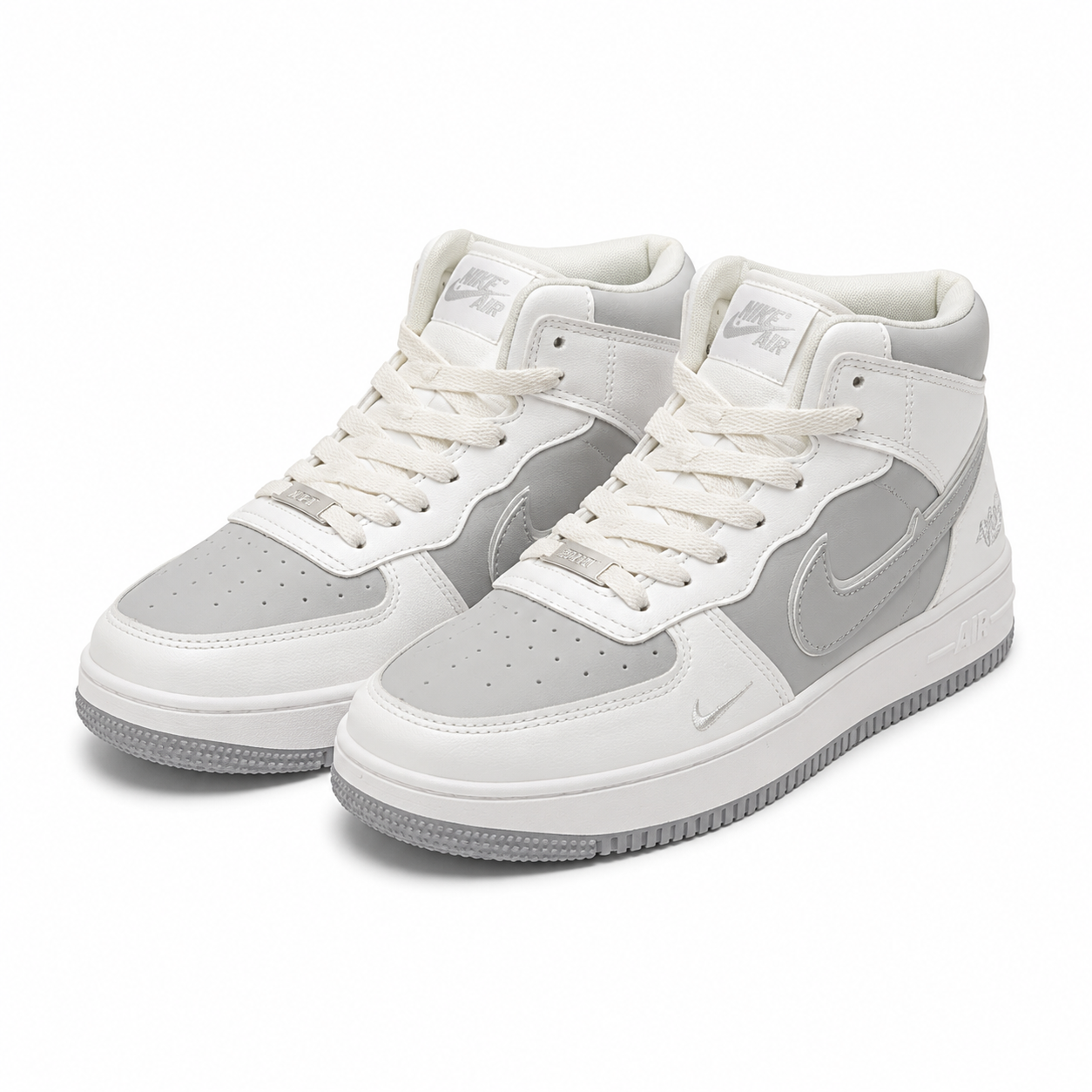 ATR Air Mid Premium White & Grey Sneakers for Men Stylish Casual High Top Shoes