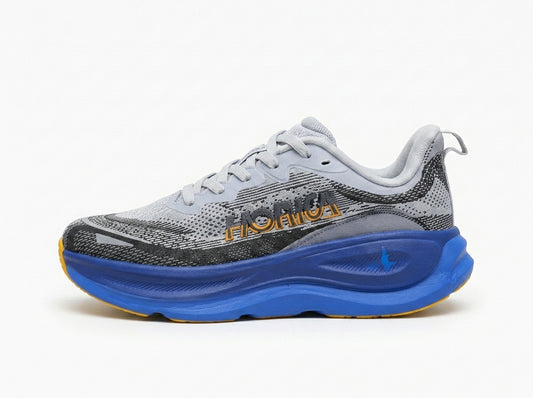 Grey Blue Sole Chunky Running Shoes Men's Sporty Cushioned Sneakers