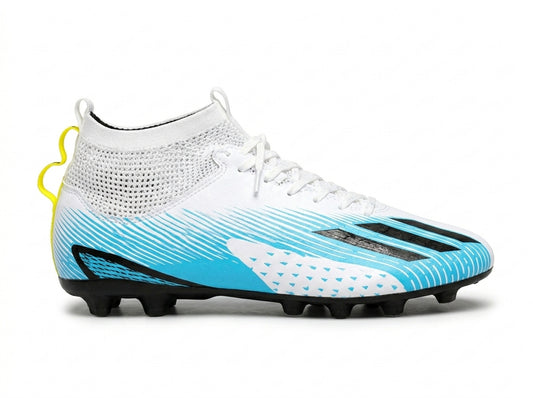 The Premium White & Blue High Top Football Boots for Men Firm Ground Soccer Cleats