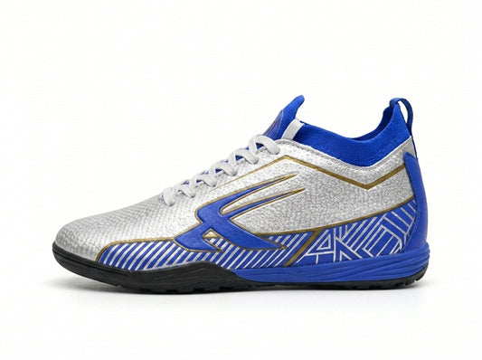 The Royal Flash Premium Silver & Blue Indoor Football Shoes for Men Futsal Soccer Sneakers