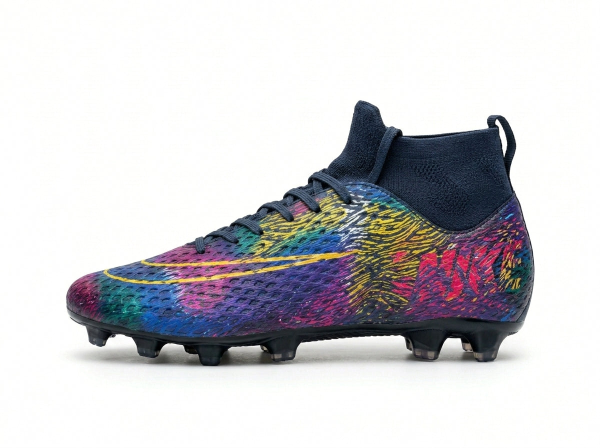 Multicolor Ankle Sleeve Football Boots Men's Studded Soccer Cleats