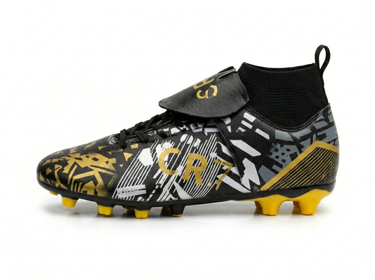 The Legacy Strike Premium Black & Gold Football Boots for Men Firm Ground Soccer Cleats