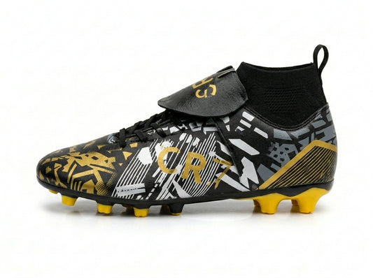 The Legacy Strike Premium Black & Gold Football Boots for Men Firm Ground Soccer Cleats