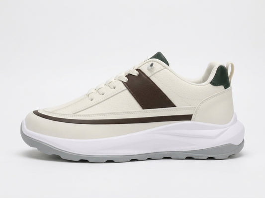White Chunky Sneakers Men's Premium Casual Shoes with Contrast Sole