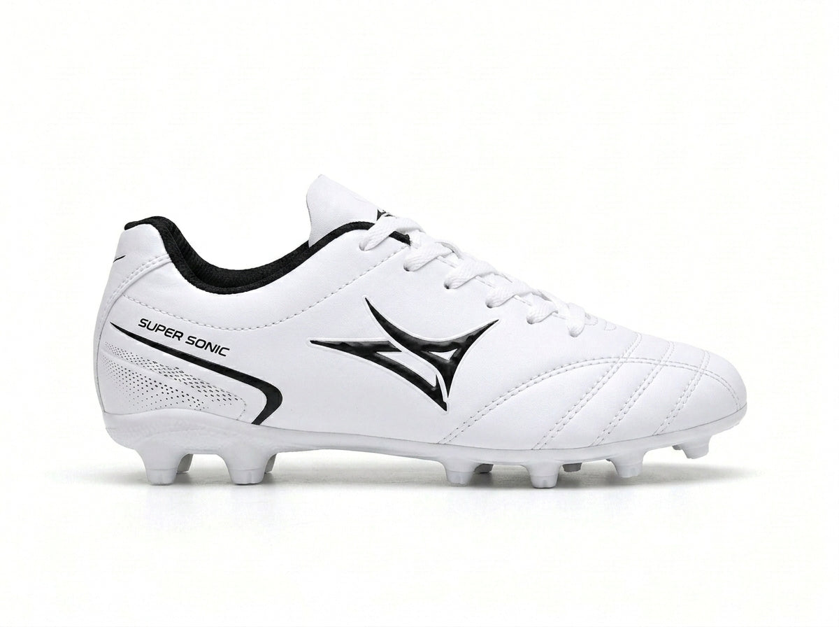 The Pure Sonic Premium White Football Boots for Men Firm Ground Soccer Cleats