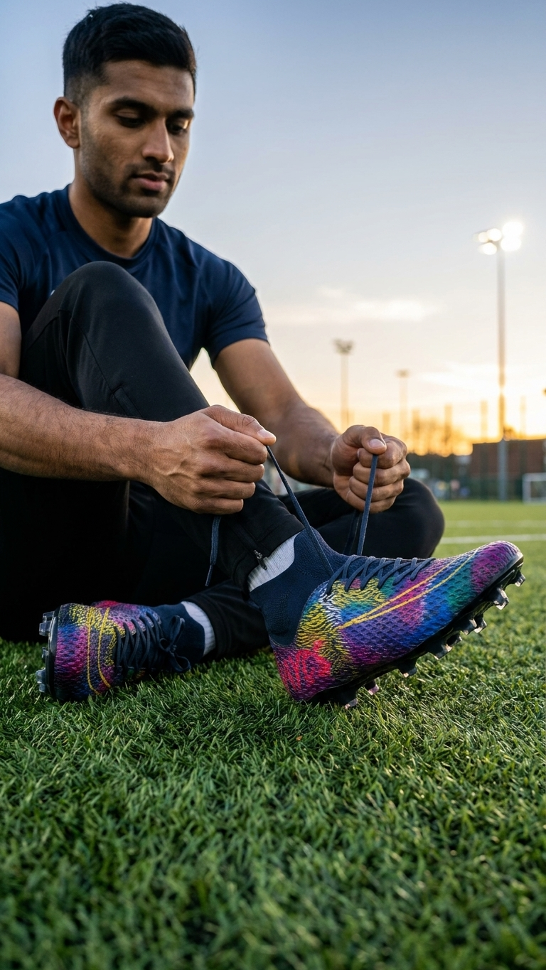 Multicolor Ankle Sleeve Football Boots Men's Studded Soccer Cleats