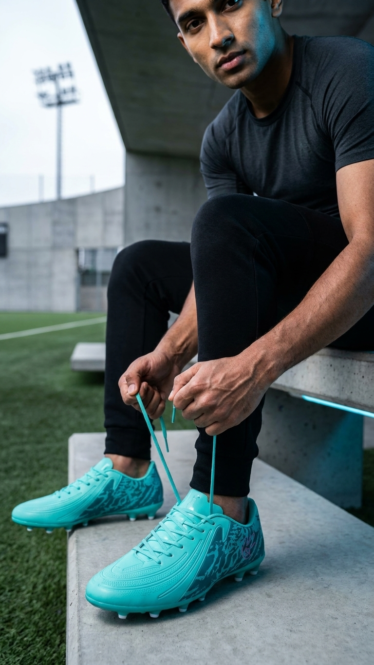 The Camo Strike Premium Turquoise Football Boots for Men Firm Ground Soccer Cleats