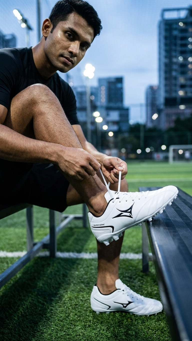 The Pure Sonic Premium White Football Boots for Men Firm Ground Soccer Cleats