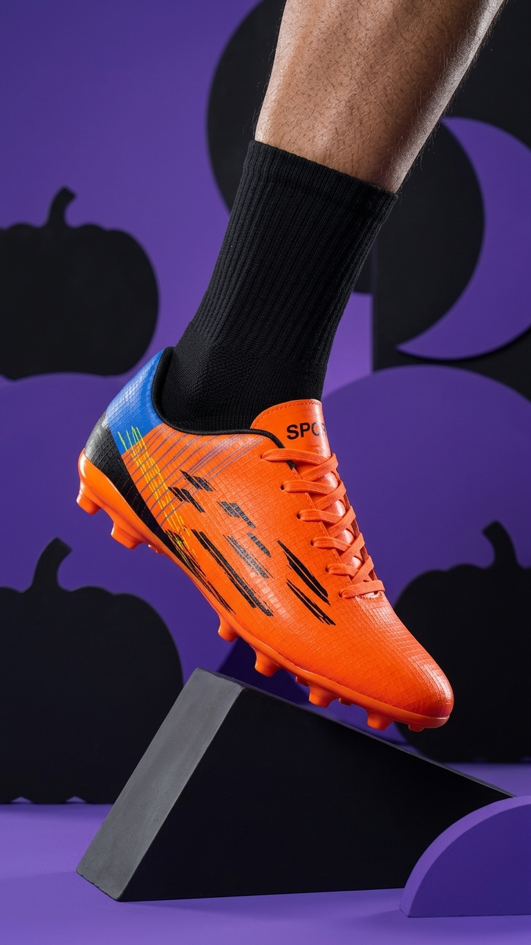 The Blaze Strike Premium Orange Football Boots for Men Firm Ground Soccer Cleats