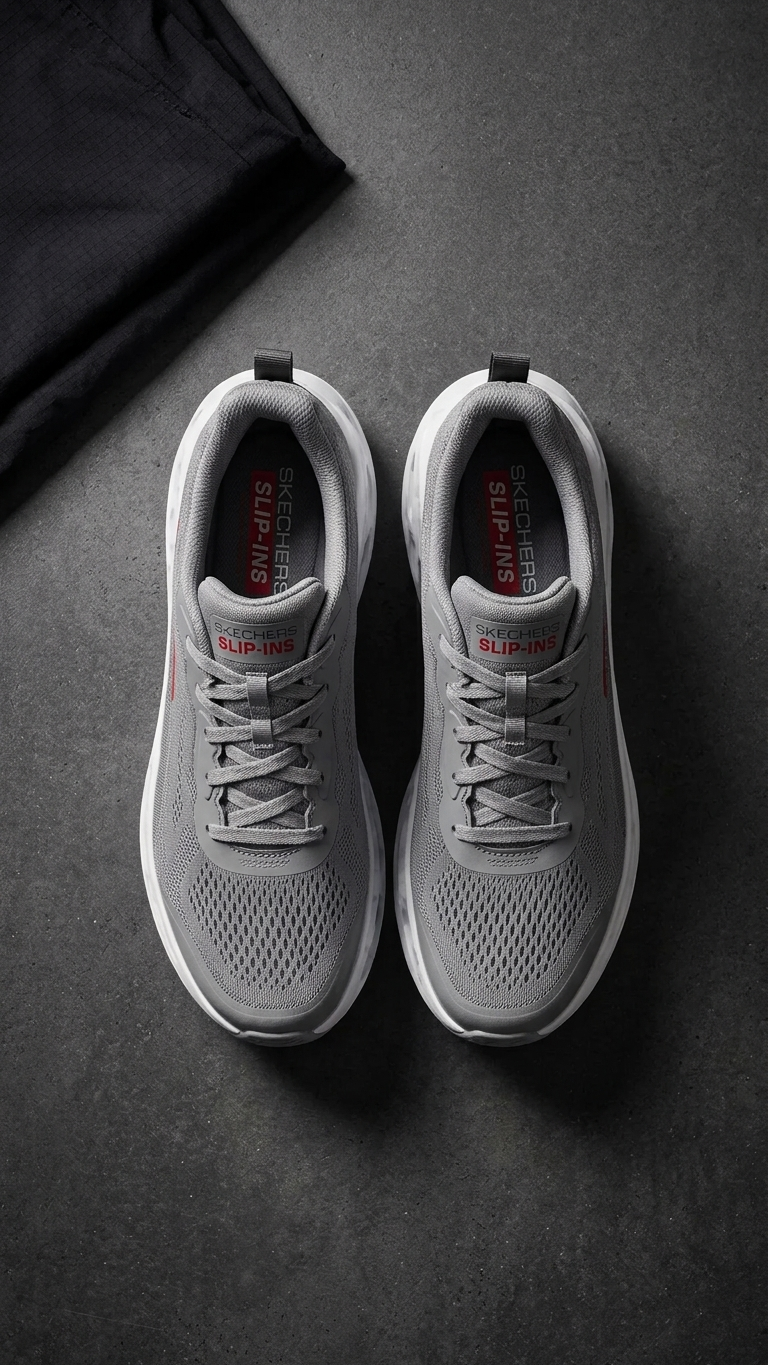 Grey Perforated Mesh Sneakers Men's Breathable Running Shoes with Vented Sole
