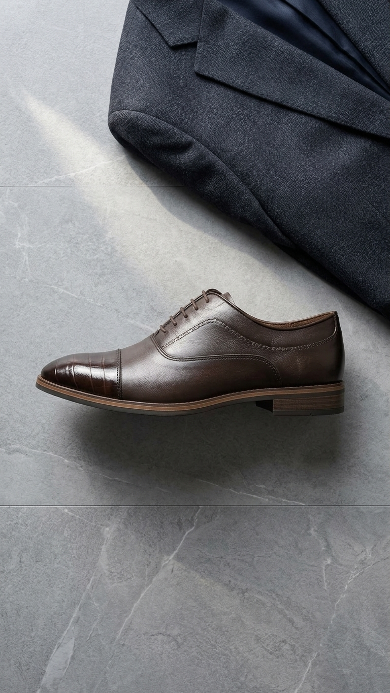 The Oxford Original Leather Formal Shoes for Men Textured Cap Toe Oxford Shoes