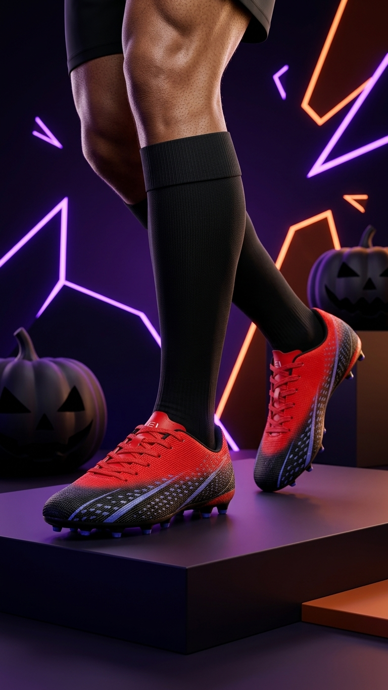 The Fire Blaze Premium Red & Black Football Boots for Men Firm Ground Soccer Cleats