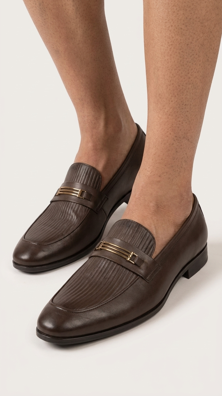 The Original Handmade Leather Loafers for Men Gold Buckle Slip On Shoes