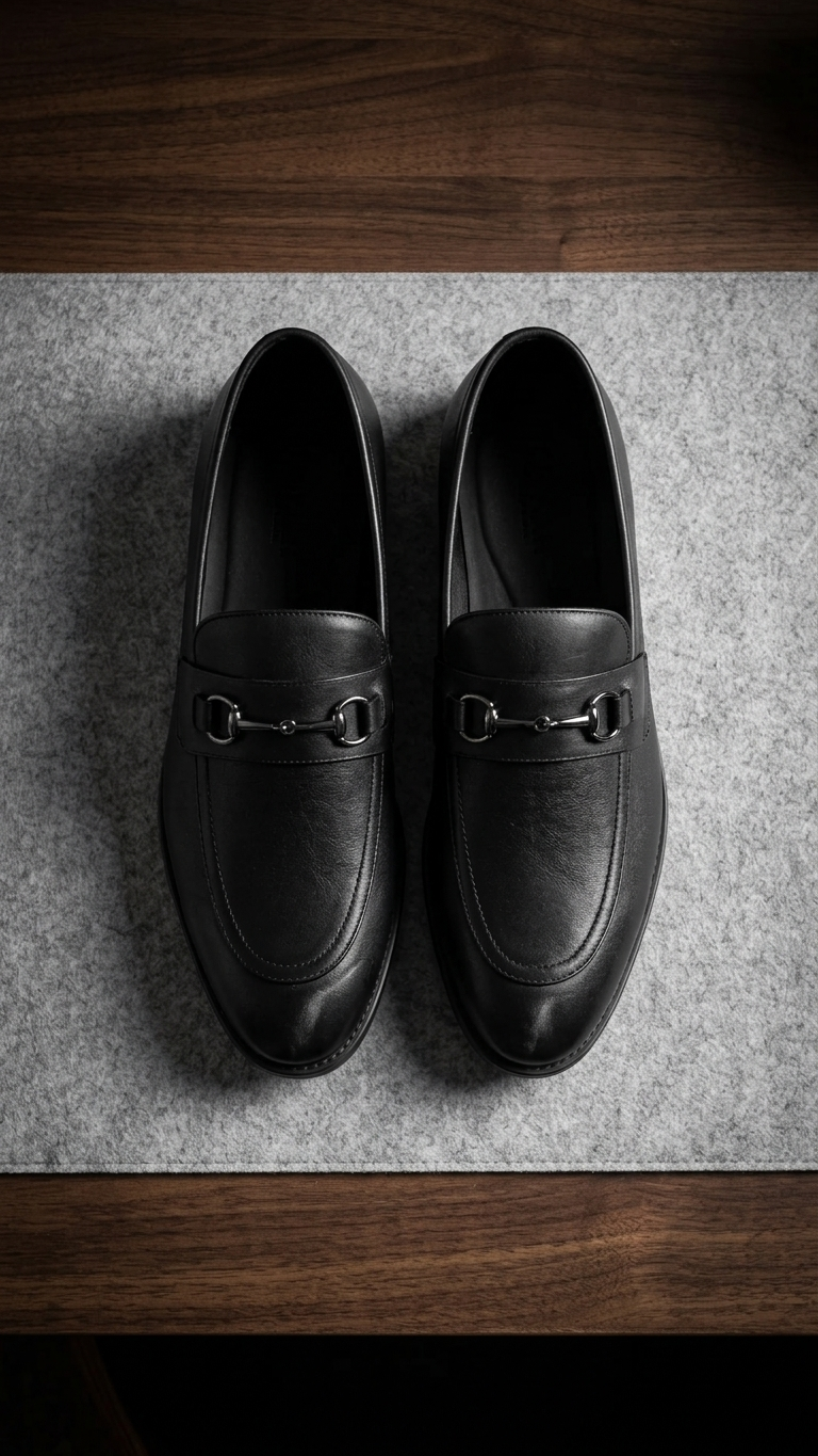 The Noir Bit Original Handmade Leather Loafers for Men Horsebit Buckle Slip On Shoes