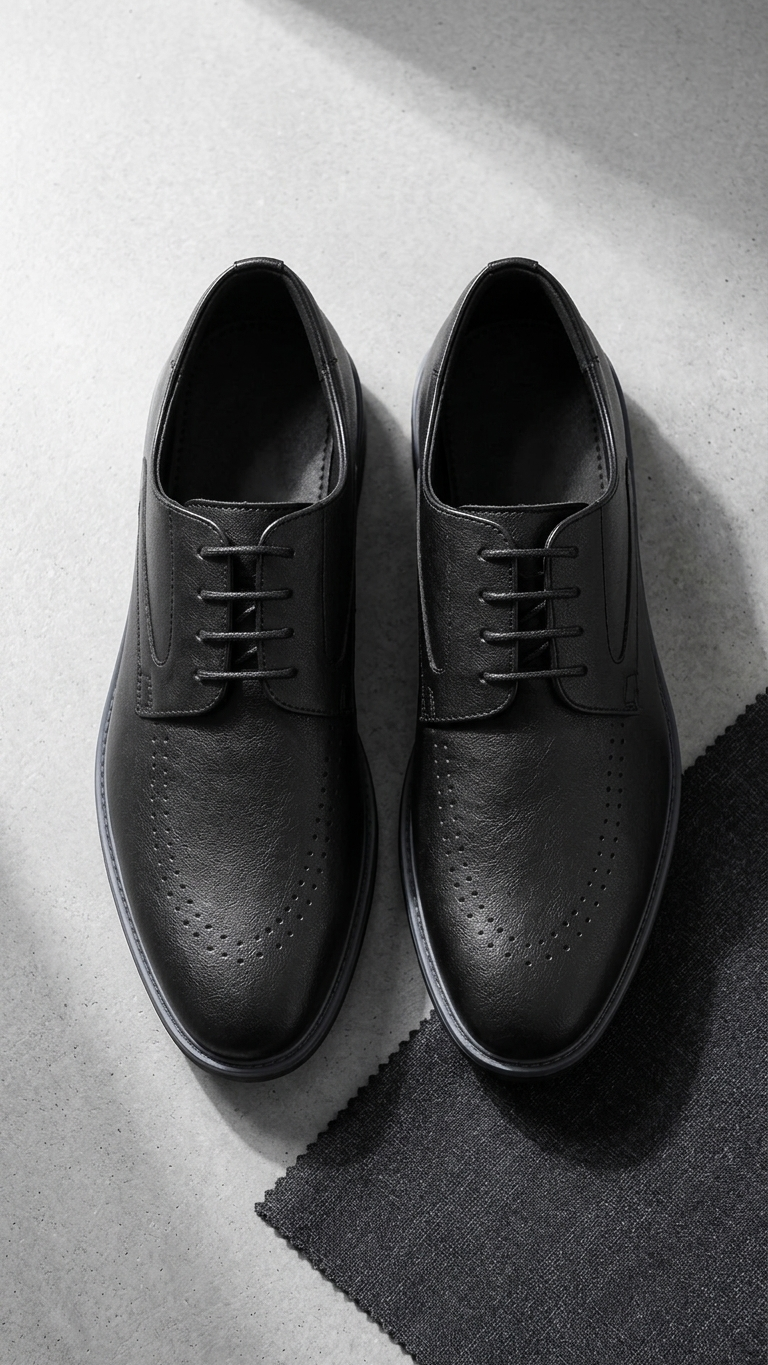 The Black Brogue Original Leather Formal Shoes for Men Wingtip Derby Dress Shoes