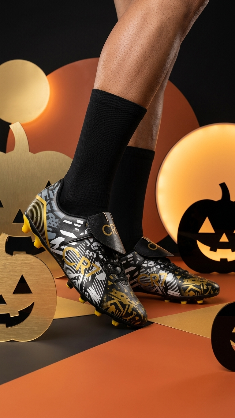 The Legacy Strike Premium Black & Gold Football Boots for Men Firm Ground Soccer Cleats
