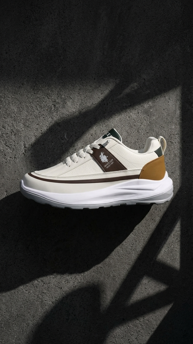 White Chunky Sneakers Men's Premium Casual Shoes with Contrast Sole